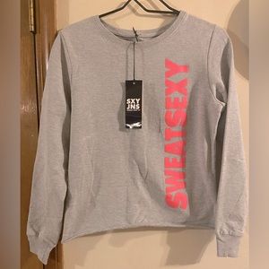 Nice gray sweater with pink letters size S